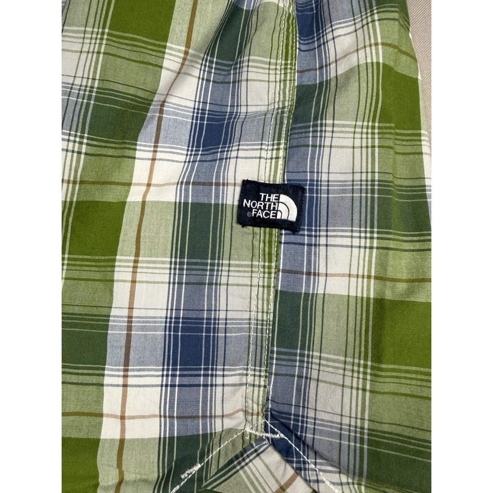 The North Face Shirt Men's L Green Blue Plaid Short Sleeve Button Up Casual - Picture 4 of 7